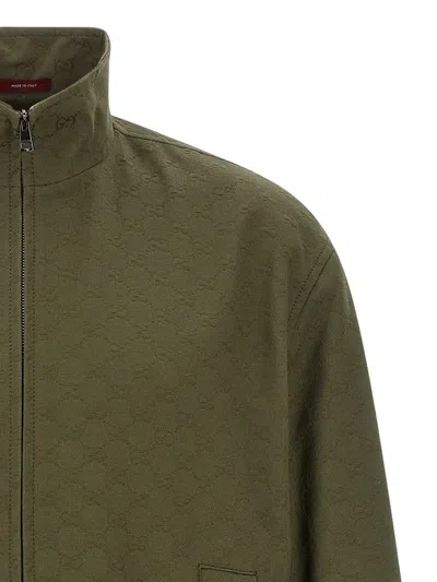 Gucci Gg Fabric Bomber Jacket Puffer Jackets Green In Green