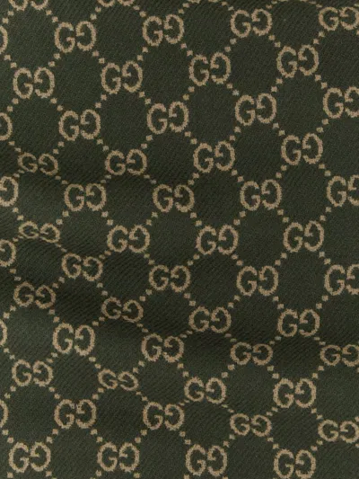 Gucci Gg Jacquard Scarf Scarves And Foulards Green In Brown