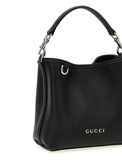 Gucci Borsa A Secchiello Gg Emblem In Pelle Nera Donna In Black