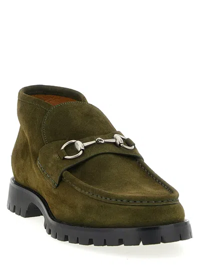 Gucci Ankle Boots With Chunky Sole And Buckle In Green