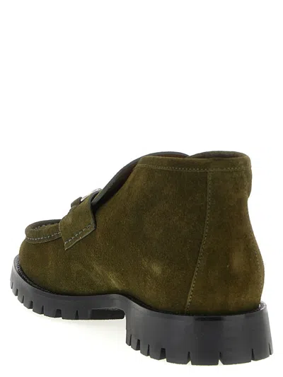 Gucci Ankle Boots With Chunky Sole And Buckle In Green