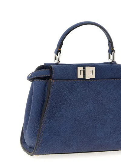 Fendi Pekaboo Soft Mini Hand Bags Light Blue In Blue