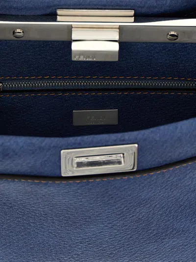 Fendi Pekaboo Soft Mini Hand Bags Light Blue In Blue