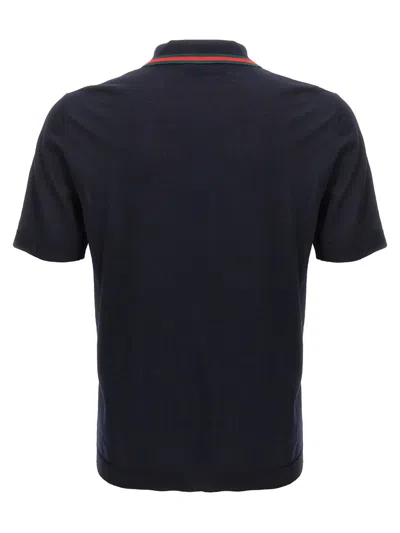 Gucci Web Ribbon Shirt Polo Blue In Blue
