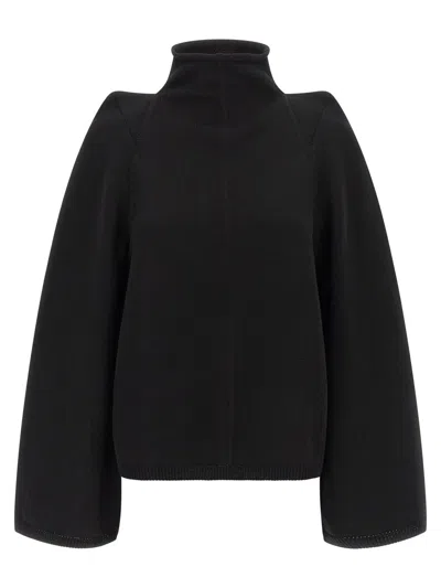 Rick Owens High Neck Long Sleeve Knit Sweater In Black