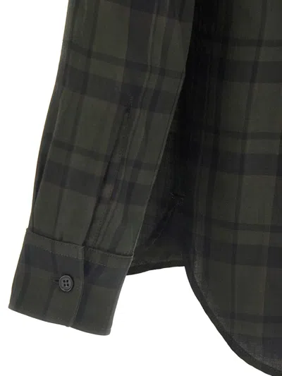 Saint Laurent Button-down Shirt With Curved Hem And Pocket In Black