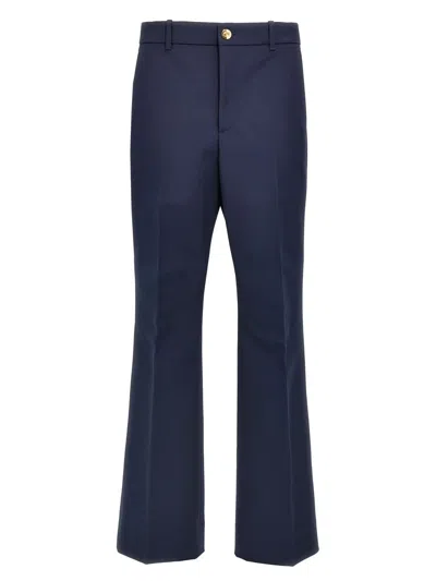 Gucci Pantalone In Cotone Blu Navy Donna In Blue