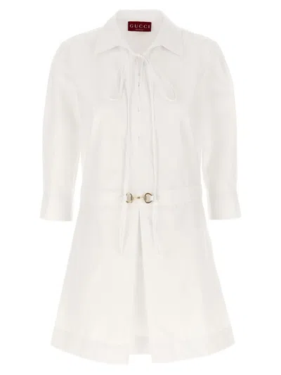 Gucci Women Morsetto Chemisier Dress In White