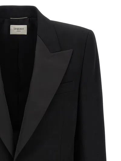 Saint Laurent Oversized Single-breasted Tuxedo Blazer In Black