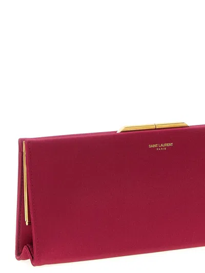 Saint Laurent Rectangular Clutch Featuring Chain Strap In Red