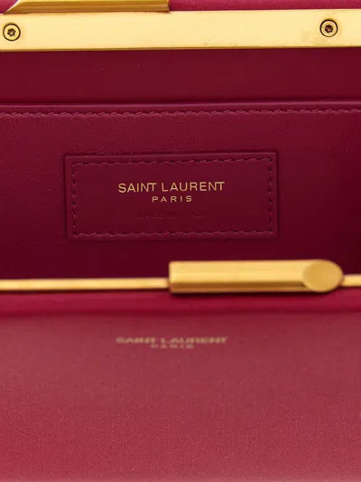 Saint Laurent Rectangular Clutch Featuring Chain Strap In Red
