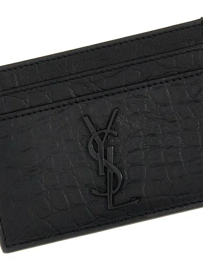 Saint Laurent Cassandre Card Holder With Ysl Logo In Brown