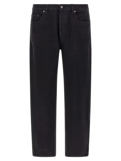 Saint Laurent Mick Black Jeans With Logo Patch On The Rear In Denim Man In Black