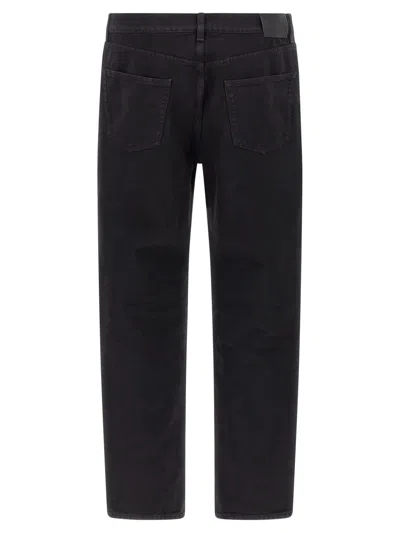 Saint Laurent Mick Black Jeans With Logo Patch On The Rear In Denim Man In Black