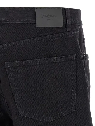 Saint Laurent Mick Black Jeans With Logo Patch On The Rear In Denim Man In Black