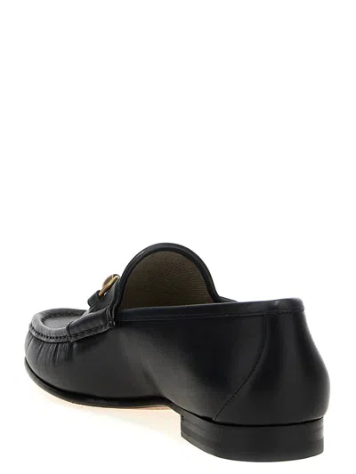Gucci Dark Brown Leather Loafers In Black