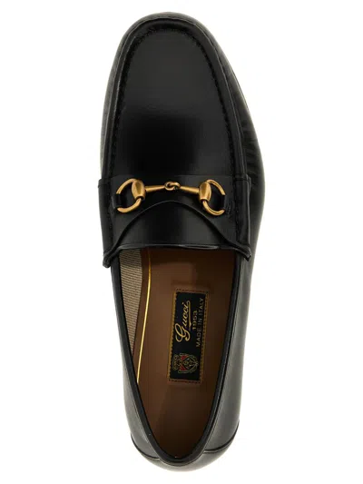 Gucci Dark Brown Leather Loafers In Black