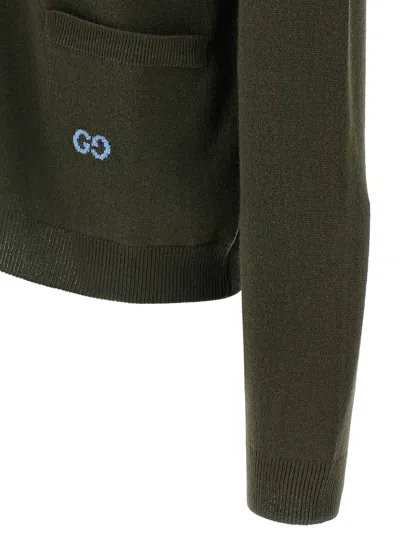 Gucci Gg Intarsia Cardigan Sweaters And Cardigans Green In Green