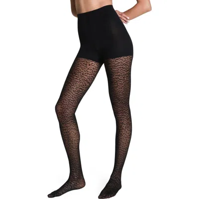 Spanx Iconic Leopard Fishnet In Black