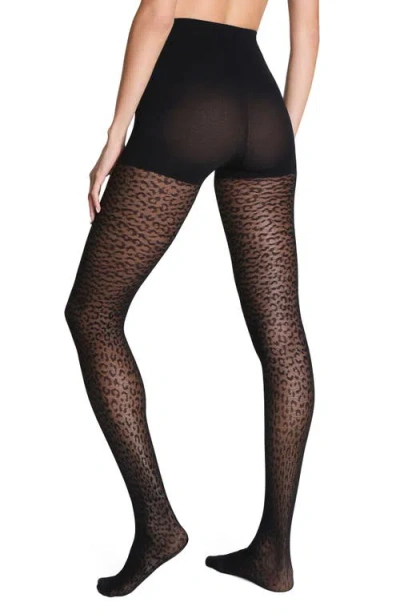 Spanx Iconic Leopard Fishnet In Black