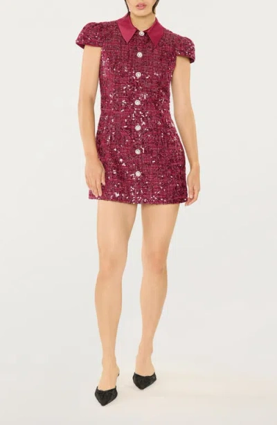 Likely Estella Sequined Tweed Mini Dress In Red