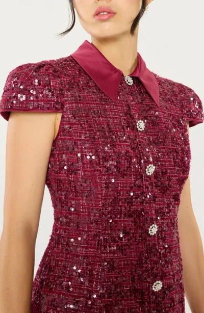 Likely Estella Sequined Tweed Mini Dress In Red