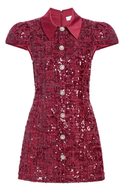 Likely Estella Sequined Tweed Mini Dress In Red