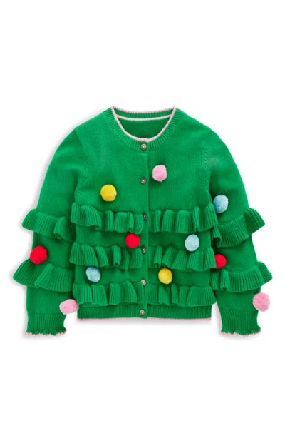 Mini Boden Kids' 3d Fringe Cotton Cardigan In Green