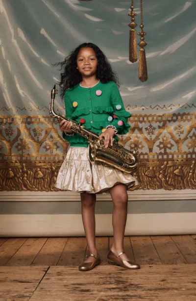 Mini Boden Kids' 3d Fringe Cotton Cardigan In Green