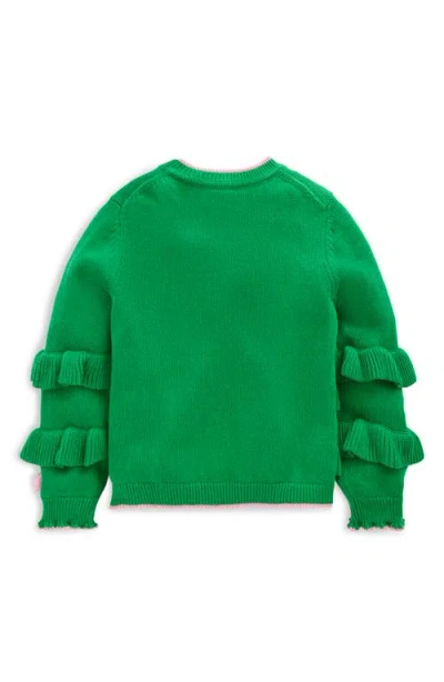 Mini Boden Kids' 3d Fringe Cotton Cardigan In Green