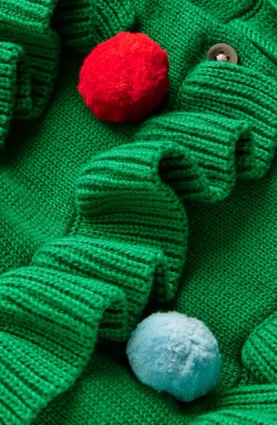 Mini Boden Kids' 3d Fringe Cotton Cardigan In Green