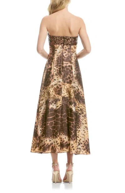 Dress The Population Miranda Strapless Sequin A-line Midi Dress In Brown