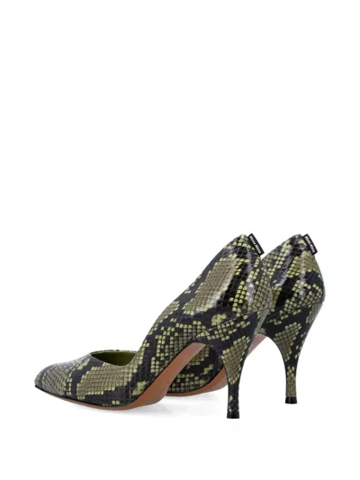 Miu Miu 85mm Pointed Snake-effect Court Shoes In Green