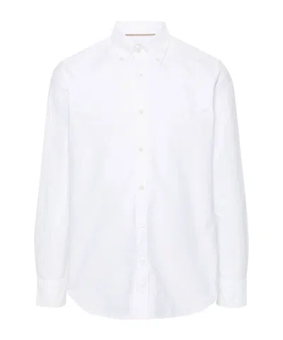 Tintoria Mattei 954 Button-down Collar Canvas Shirt In White