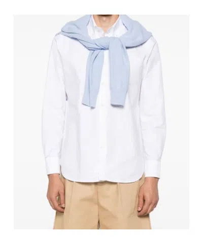 Tintoria Mattei 954 Button-down Collar Canvas Shirt In White