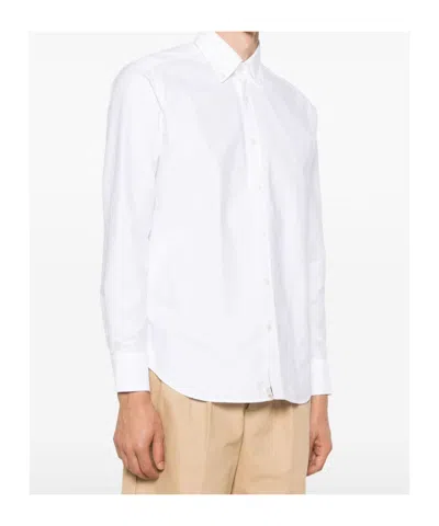 Tintoria Mattei 954 Button-down Collar Canvas Shirt In White