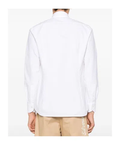 Tintoria Mattei 954 Button-down Collar Canvas Shirt In White