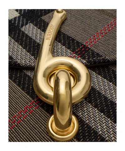 Burberry Bridle Canvas And Leather Check Shoulder Bag In Brown