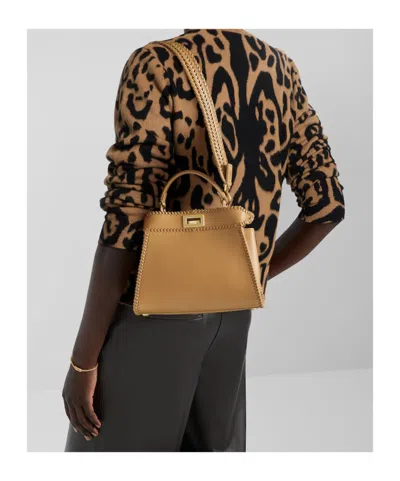 Fendi Beige Pekaboo Mini Handbag In Brown