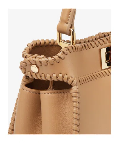 Fendi Beige Pekaboo Mini Handbag In Brown