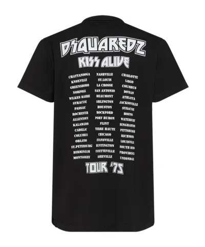 Dsquared2 Graphic Print Crew Neck Short Sleeve T-shirt In Black