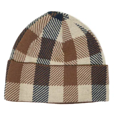 Aquascutum Macro Check Beanie In Brown