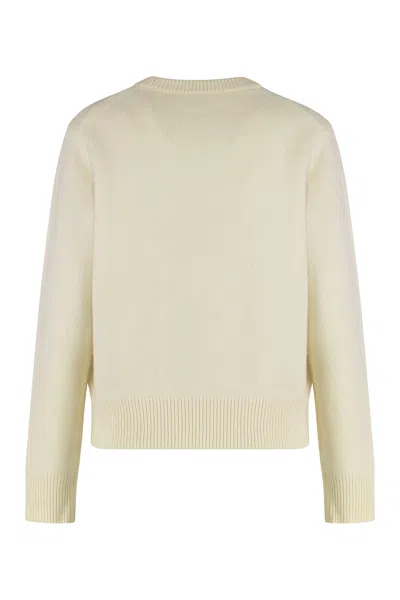 Maison Kitsuné Fox Head Wool Crewneck Jumper In White
