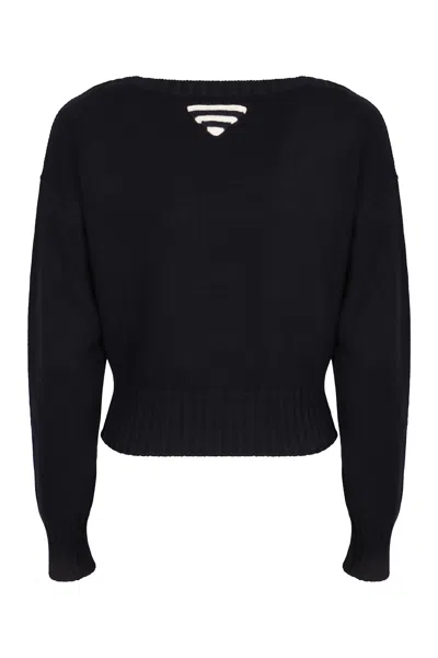 Prada Maglia Scollo Barca In Cotone In Blue