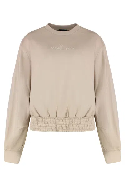 Moncler Crew-neck Sweatshirt In Cotton In Brown