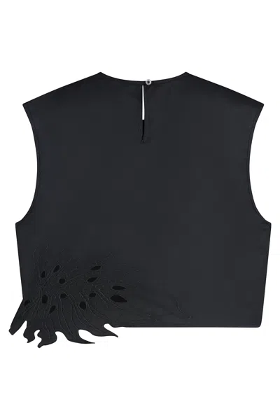 Pinko True Colors Cotton Crop Top In Black