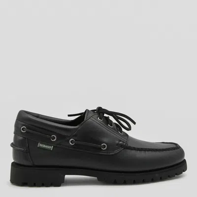 Sebago Brogues With Stitched Detailing And Rubber Sole In Black