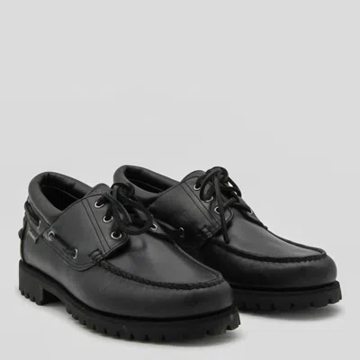 Sebago Brogues With Stitched Detailing And Rubber Sole In Black