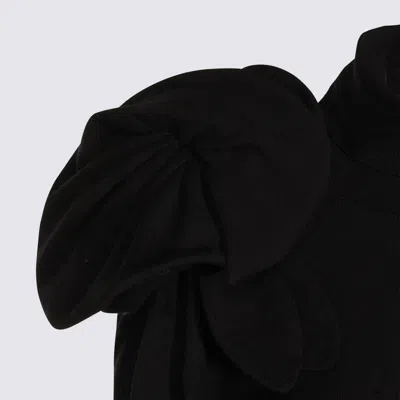 Moschino Black Turtleneck Sweater With Flower Detail In Black