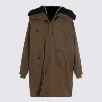 Dolce & Gabbana Hooded Jacket With Button Accents And Pockets In Brown